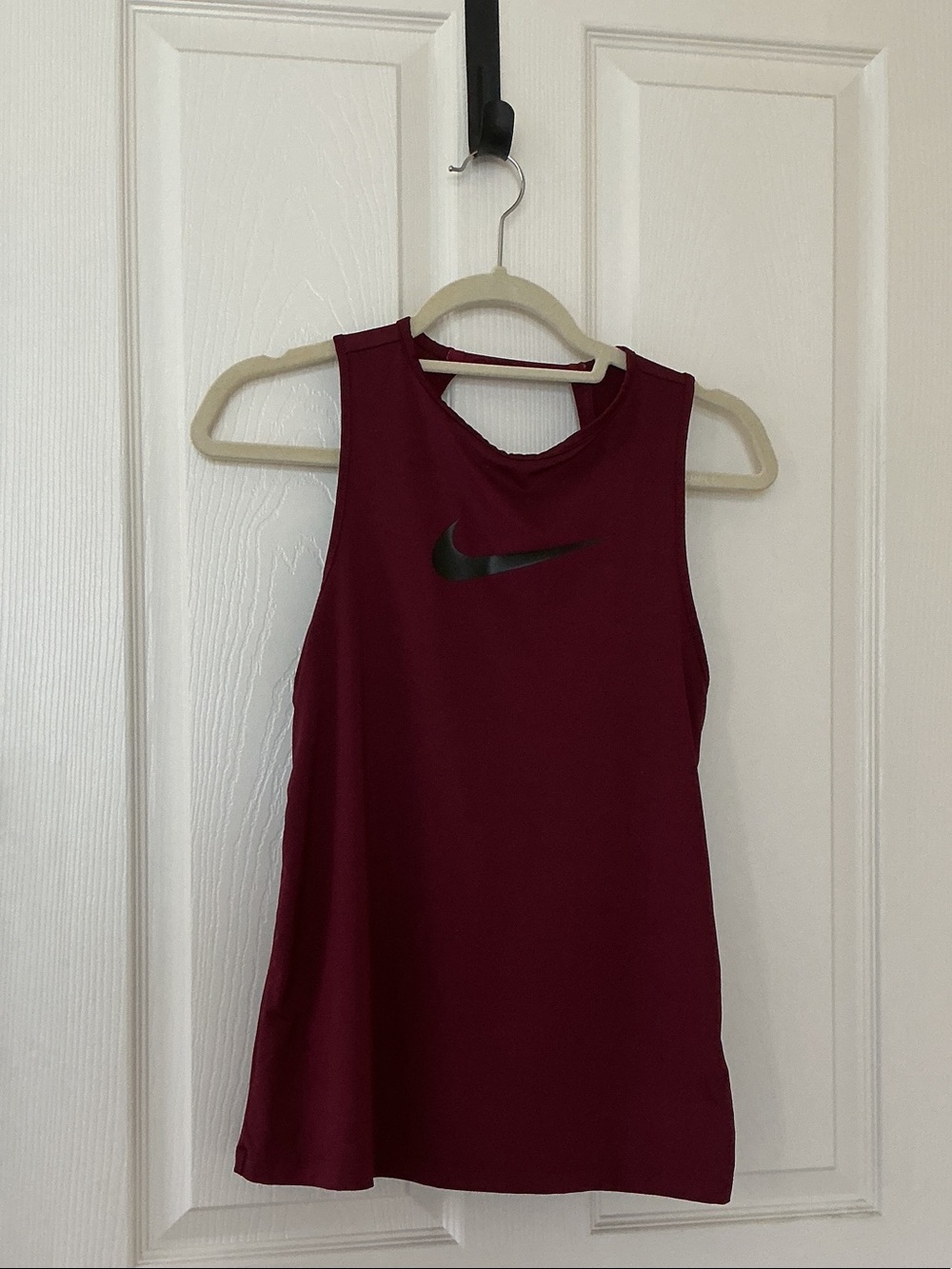 Nike Women's Maroon Tank Top with Black Swoosh